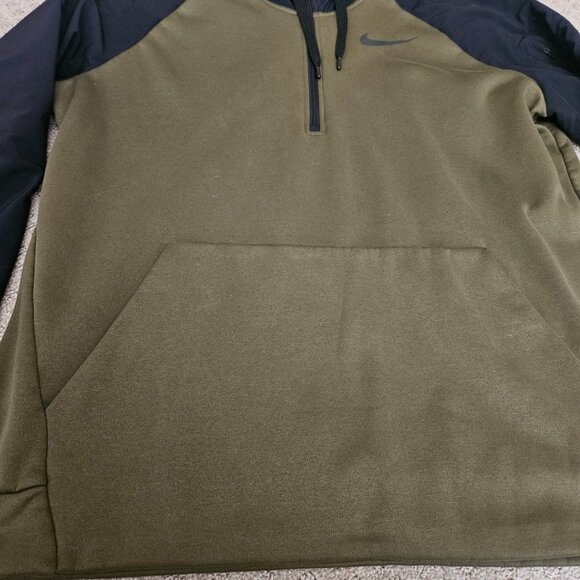Nike Dri-Fit Men's Sweatshirt SZ Large Green/Black Hoodie Pullover Run Gym sport - Picture 4 of 14